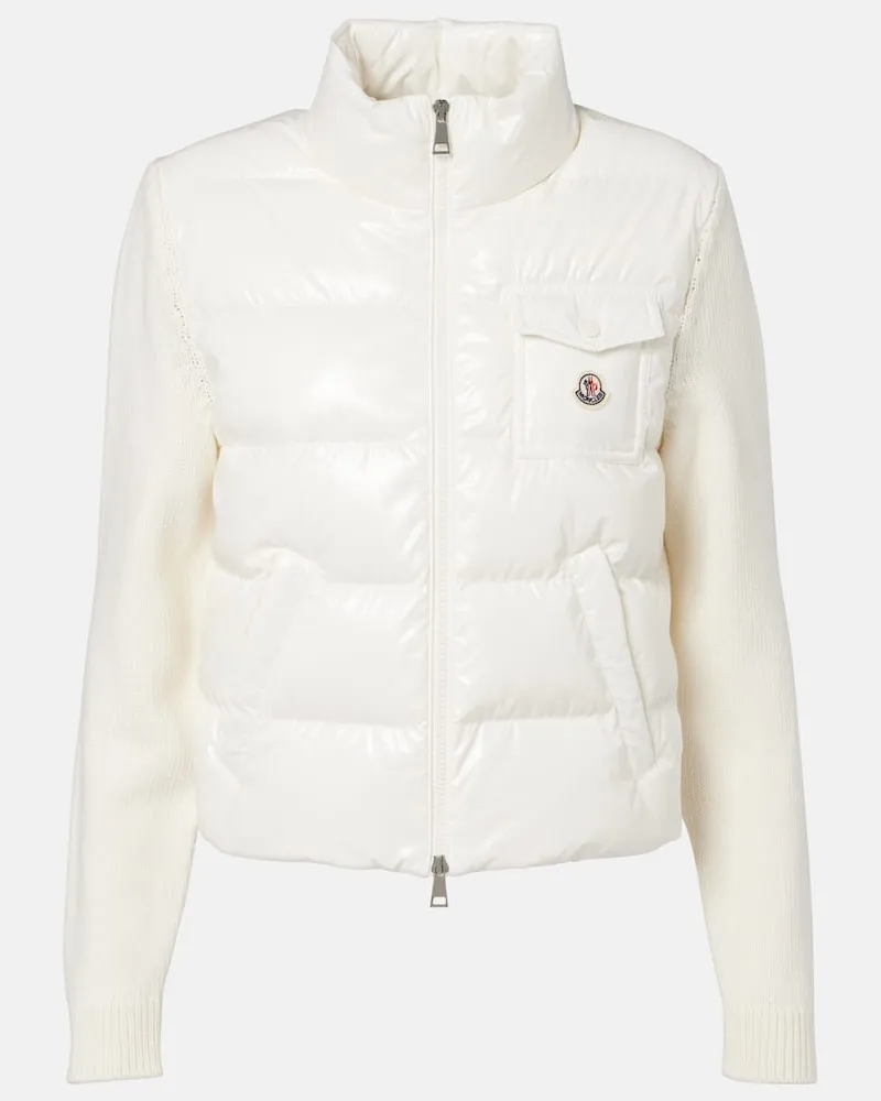 Moncler Daunenjacke mit Wolle Weiß