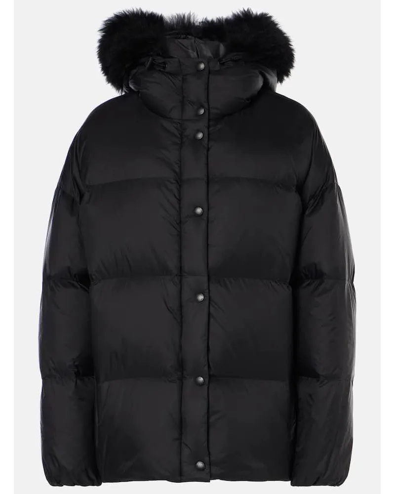 Yves Salomon Daunenjacke mit Shearling Schwarz