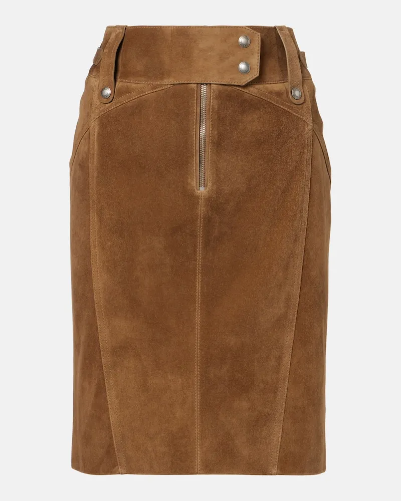 Tom Ford Bleistiftrock aus Veloursleder Braun