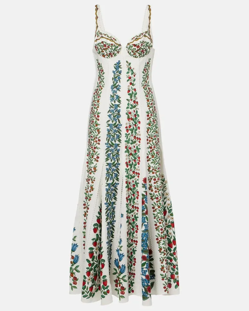 FARM Rio Maxikleid aus einem Leinengemisch Weiß