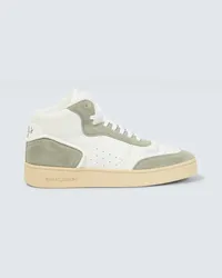 Saint Laurent High-Top Sneakers SL/80 mit Veloursleder Weiss