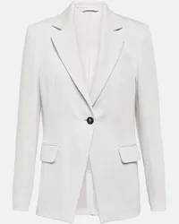 Brunello Cucinelli Blazer aus Baumwolle und Leinen Weiss