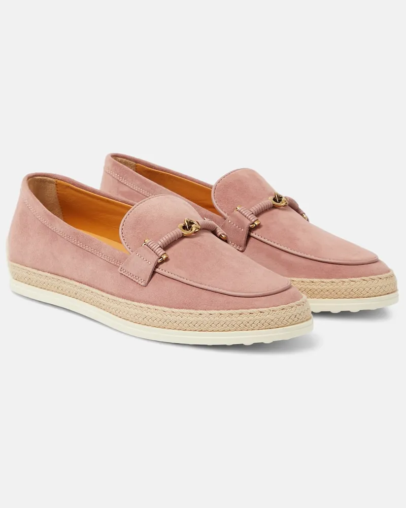 TOD'S Espadrilles T Ring aus Veloursleder Pink