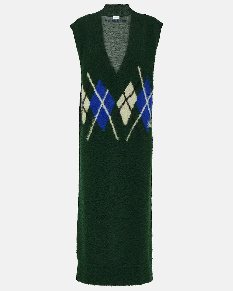 Burberry Midikleid aus Wolle Grün