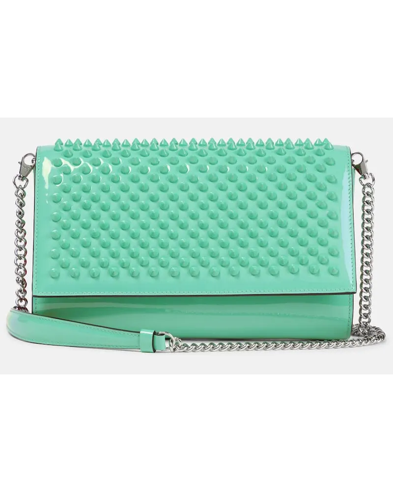 Christian Louboutin Clutch Paloma Small aus Lackleder Gruen