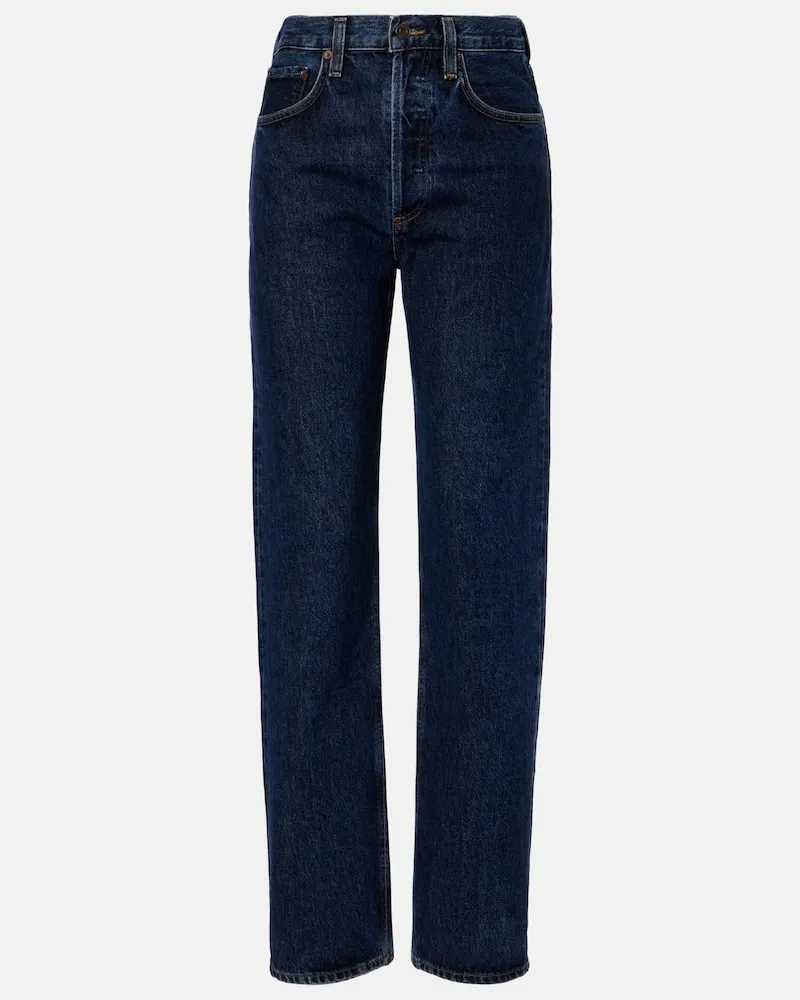 AGOLDE High-Rise Straight Jeans Kelly Blau
