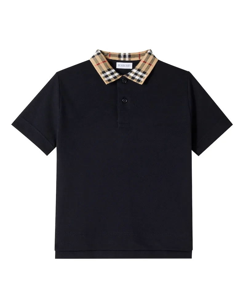 Burberry Polohemd Burberry Check aus Baumwoll-Piqué Schwarz
