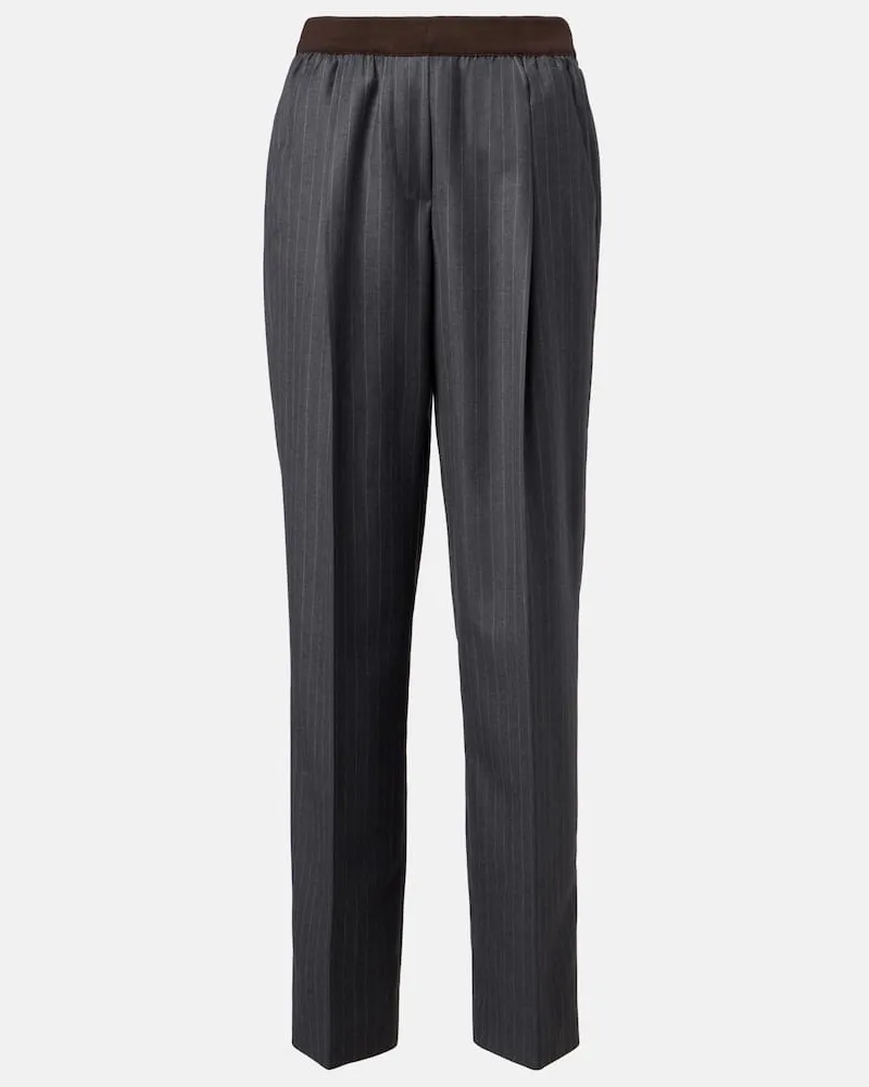 Miu Miu Weite Hose aus Schurwolle Grau