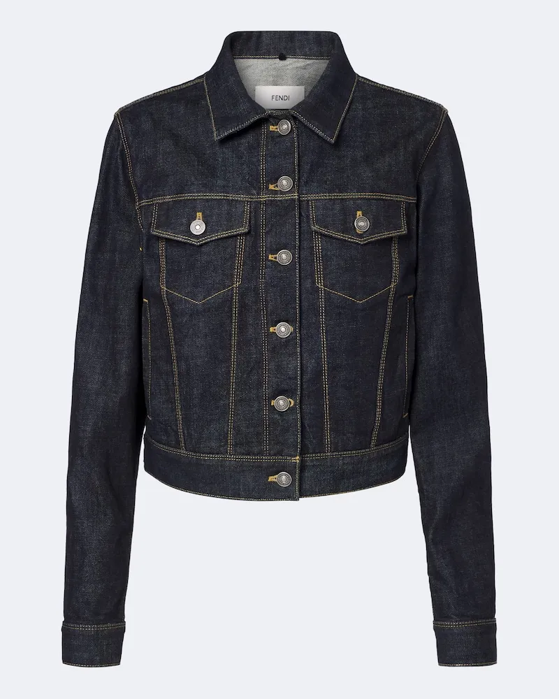 Fendi Cropped Jacke aus Denim Blau