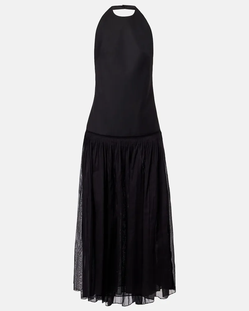 Róhe Róhe Maxikleid aus Musselin Schwarz