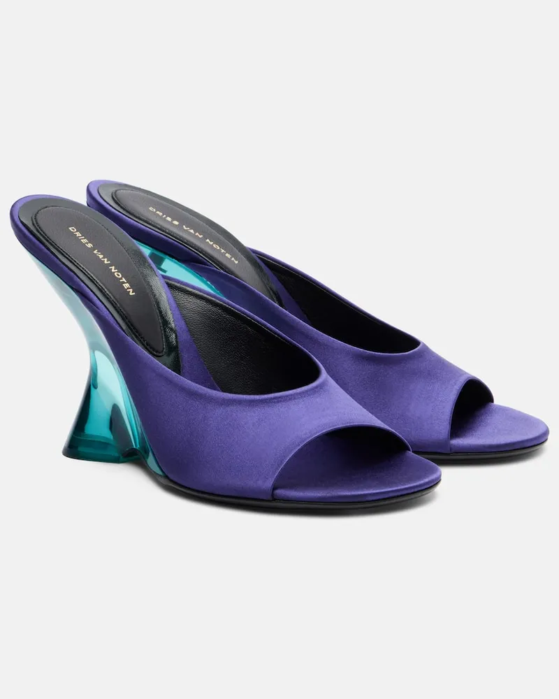 Dries van Noten Wedge-Pantoletten aus Satin Violett