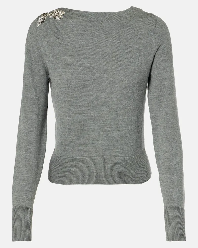 Erdem Verzierter Pullover aus Wolle Grau