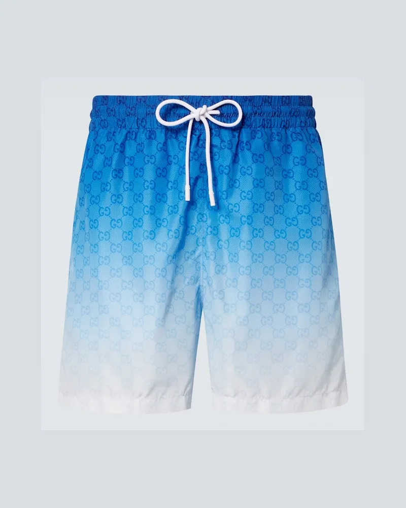 Gucci Bedruckte Badeshorts GG Blau