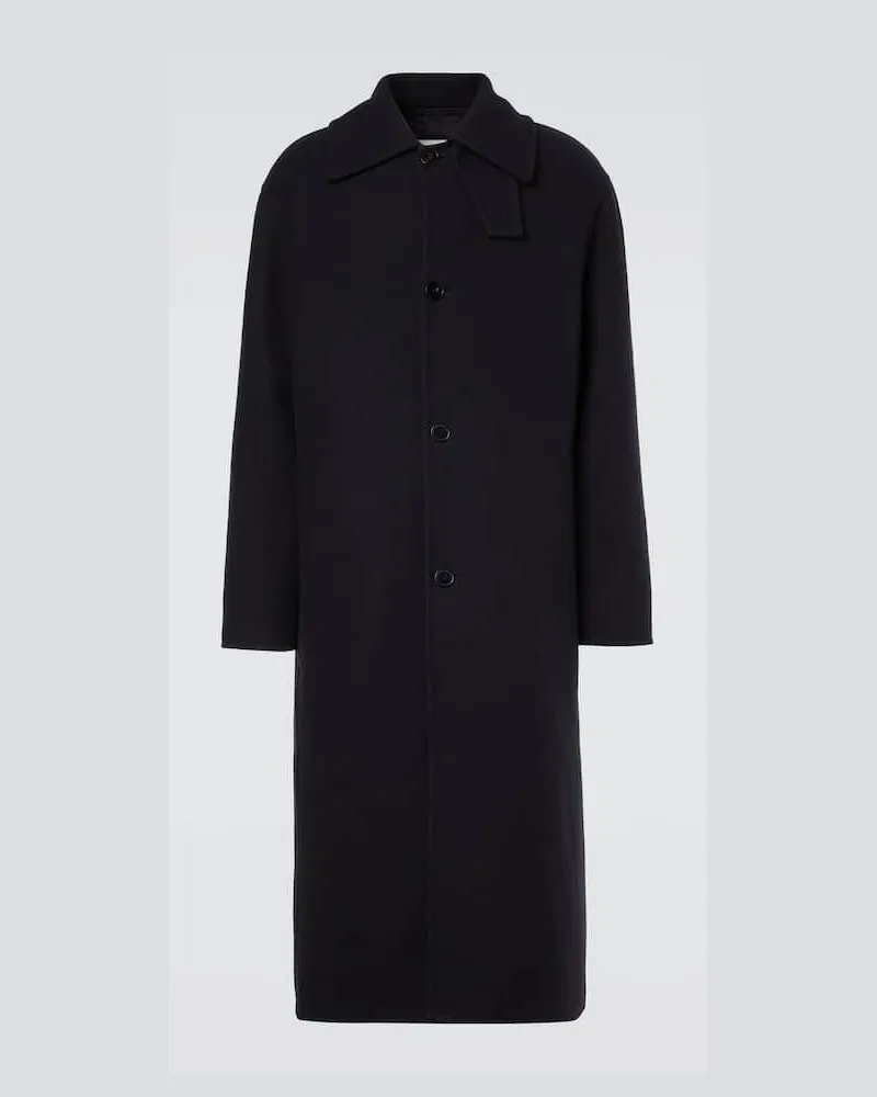 Moncler Jil Sander Daunenmantel aus Schurwolle Blau