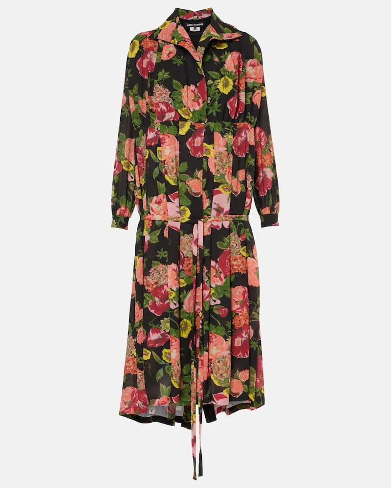 Junya Watanabe Midikleid aus Georgette und Jersey Schwarz