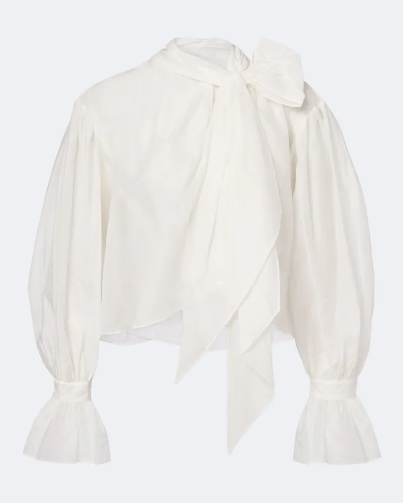 Ralph Lauren Schluppenbluse aus einem Baumwollgemisch Weiß
