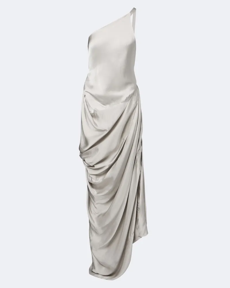 Vivienne Westwood One-Shoulder Maxikleid Glossa aus Satin Grau