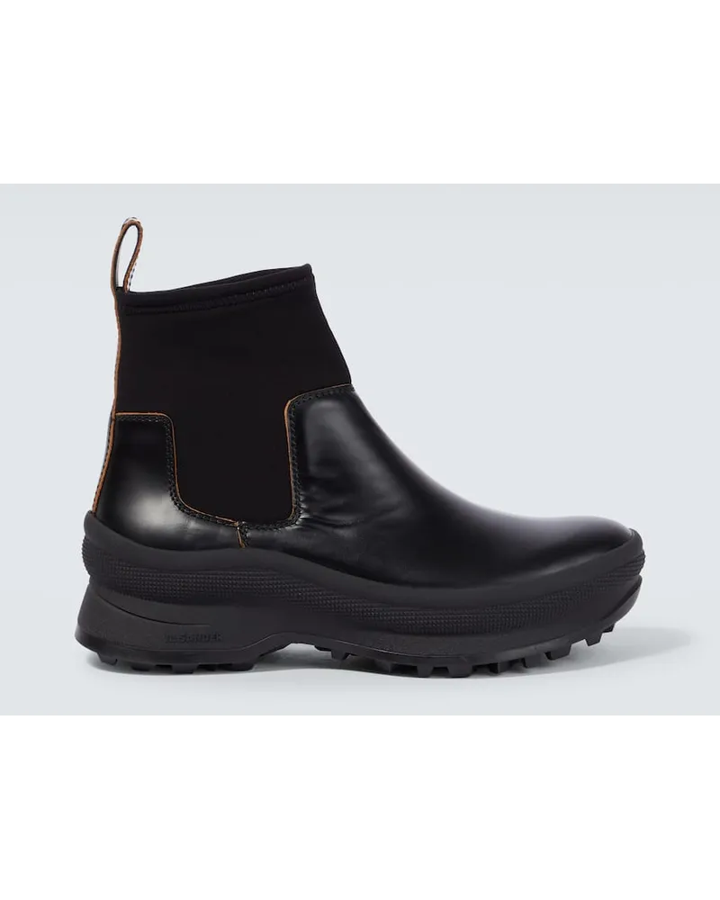 Jil Sander Chelsea Boots aus Leder Schwarz