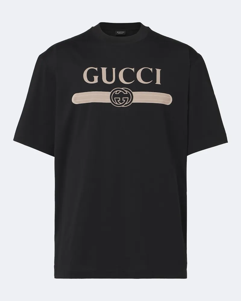 Gucci T-Shirt Interlocking G aus Baumwoll-Jersey Schwarz