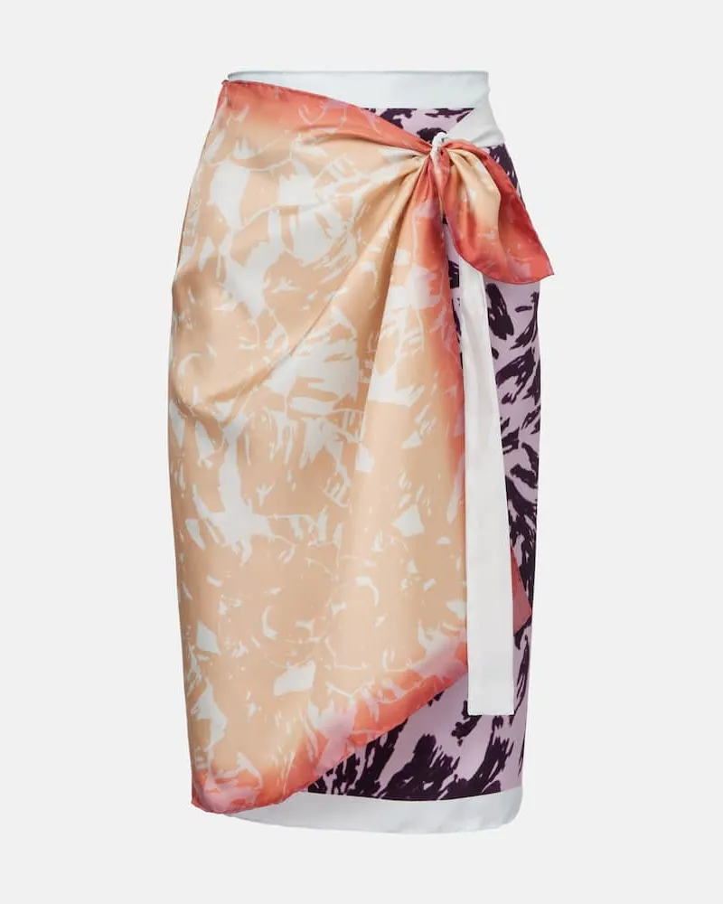 Dries van Noten Bedruckter Wickelrock aus Seide Multicolor