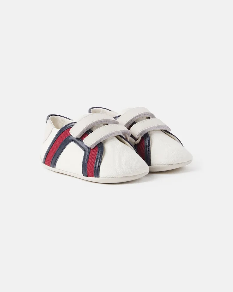 Gucci Baby Sneakers aus Canvas mit Veloursleder Weiß