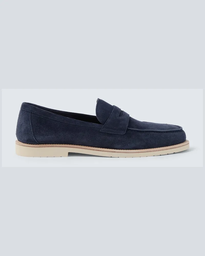 Brunello Cucinelli Loafers aus Veloursleder Blau