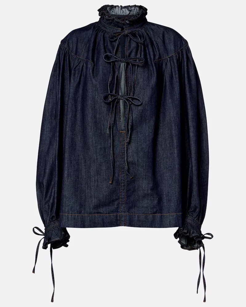 Dries van Noten Bluse aus Baumwolle Blau