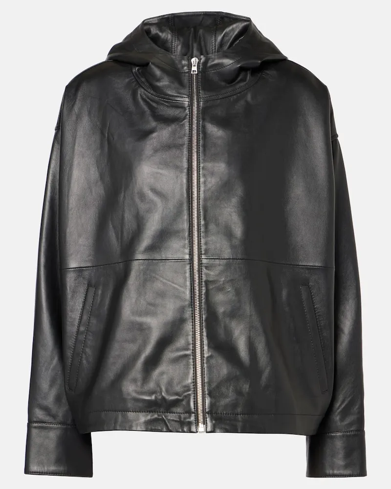 Yves Salomon Lederjacke Schwarz
