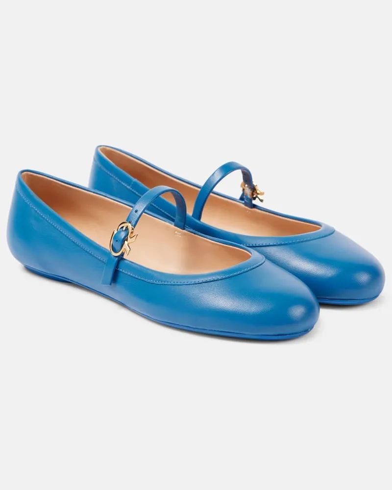 Gianvito Rossi Mary-Jane-Ballerinas Carla aus Leder Blau
