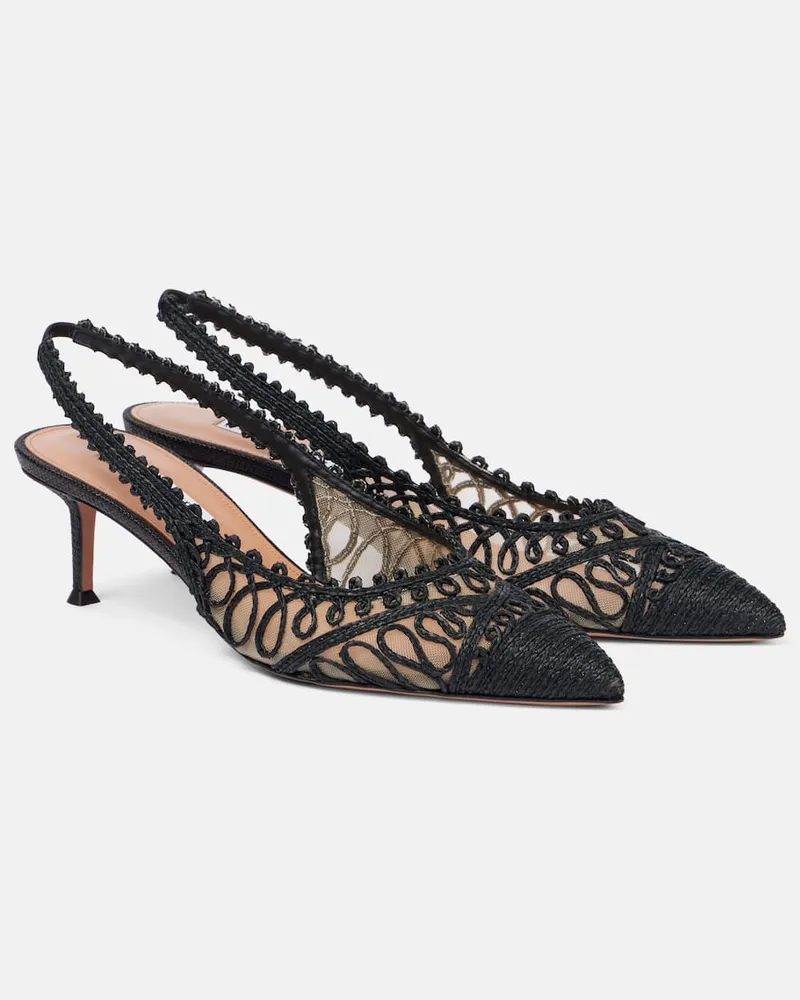 Aquazzura Slingback-Pumps Kahlo 50 Schwarz