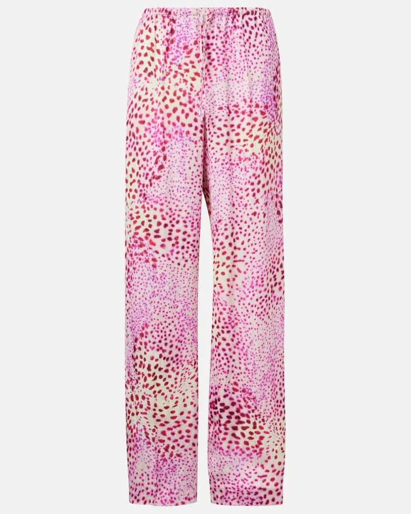 Dries van Noten Weite Hose aus Jacquard Rosa
