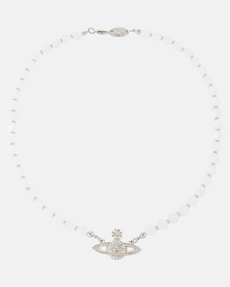 Vivienne Westwood Choker Messaline mit Kristallen Silber