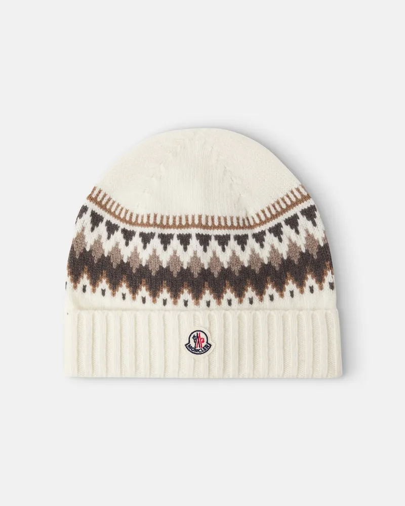 Moncler Beanie Fair Isle aus Schurwolle Weiß
