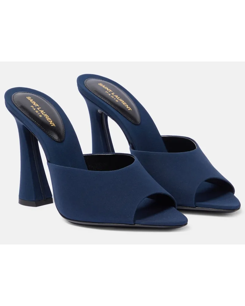 Saint Laurent Pantoletten Suite 105 aus Satin Blau