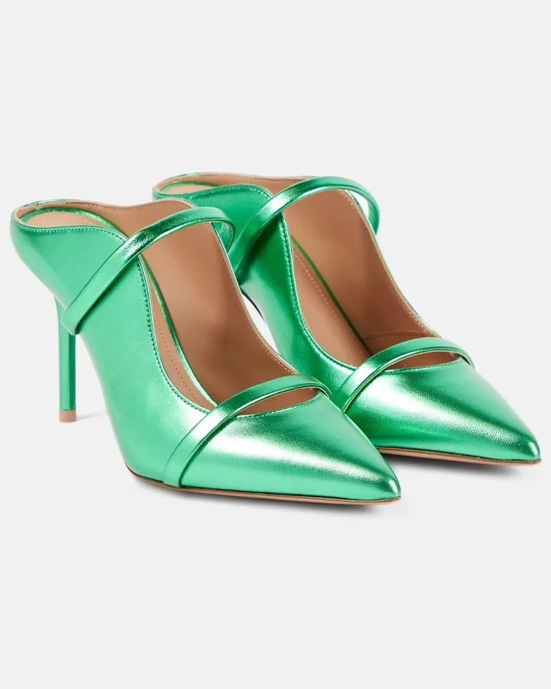 Malone Souliers Pantoletten Maureen 85 aus Metallic-Leder Grün