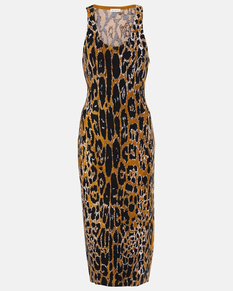 Alaïa Alaïa Midikleid aus Jacquard Schwarz