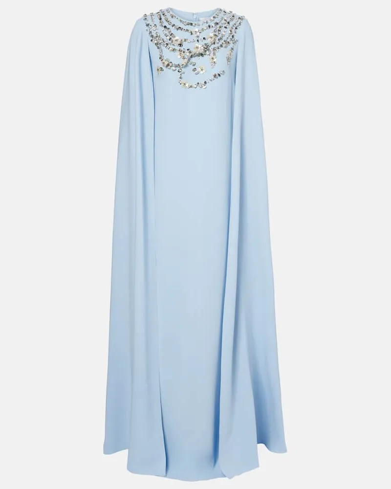 Oscar de la Renta Verzierte Robe aus einem Seidengemisch Blau