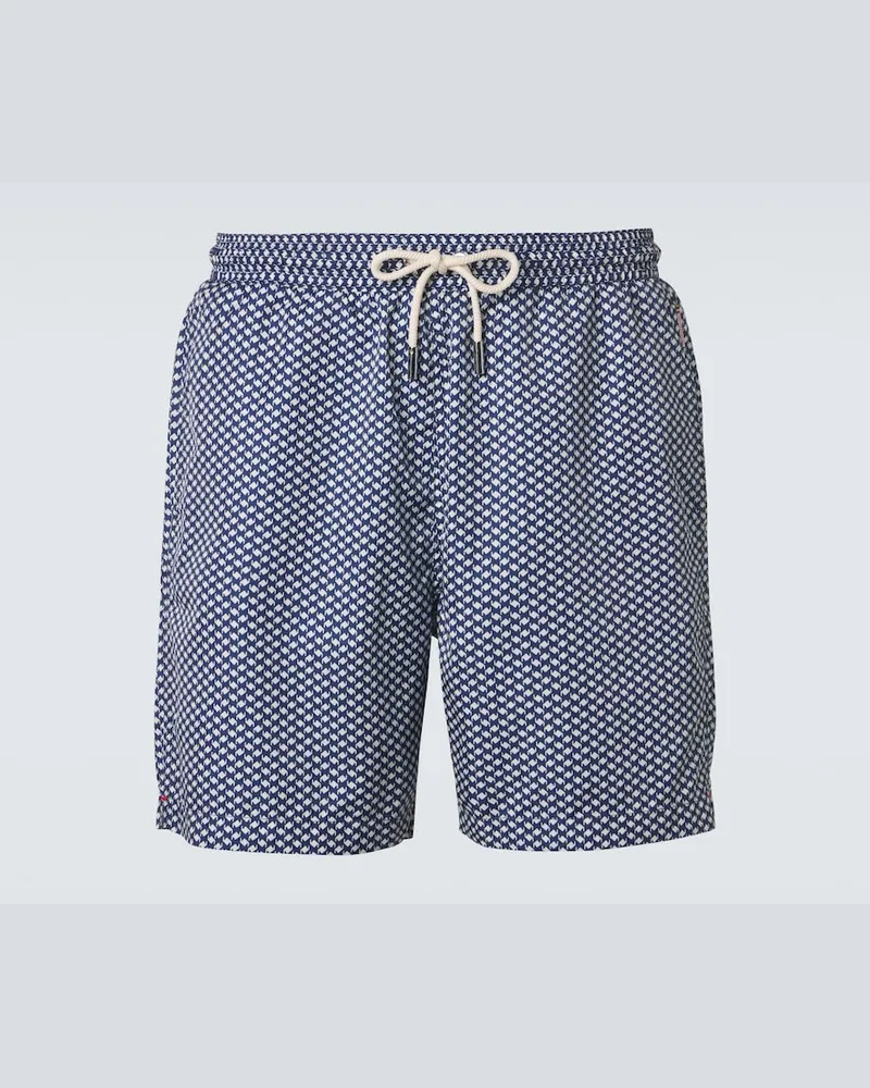 Orlebar Brown Bedruckte Badeshorts Mastiff Blau