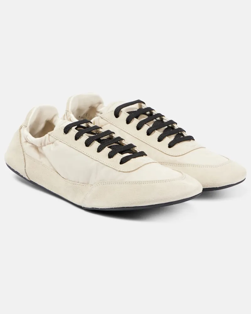 Prada Sneakers Collapse aus Re-Nylon mit Veloursleder Weiß