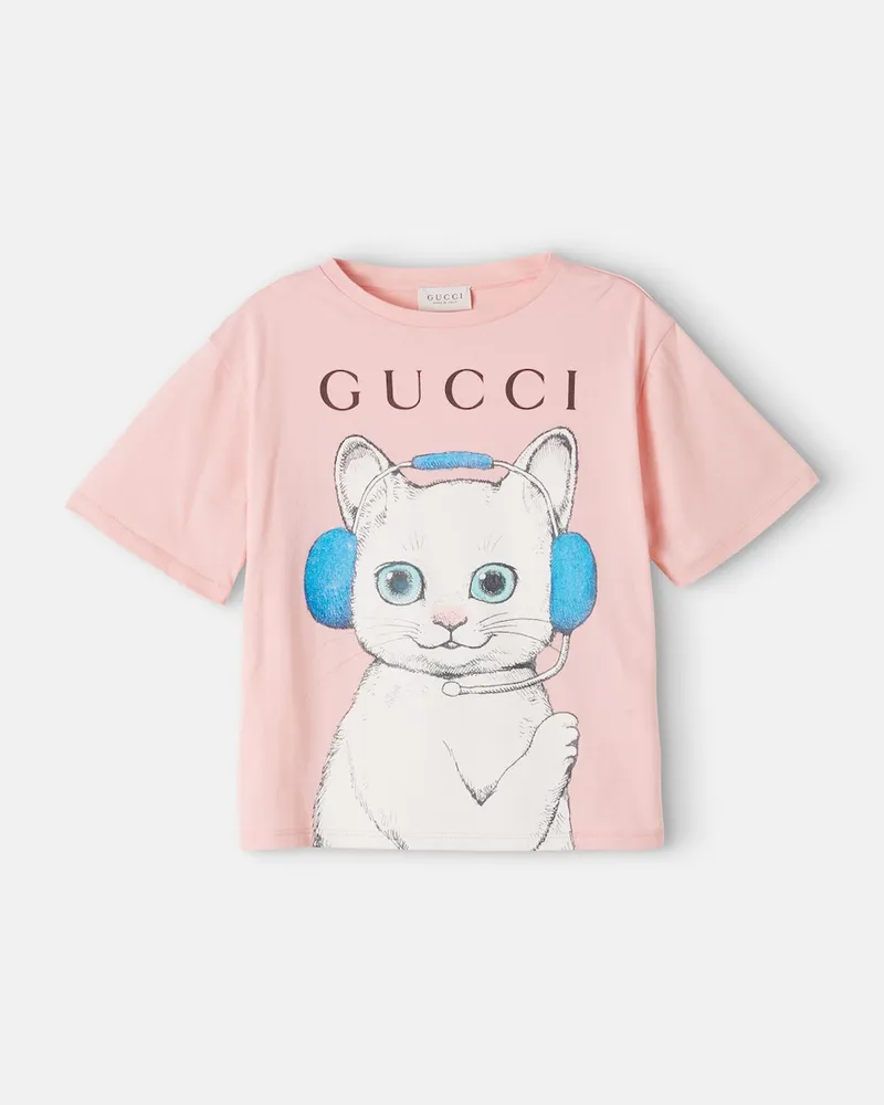 Gucci T-Shirt aus Baumwoll-Jersey Rosa