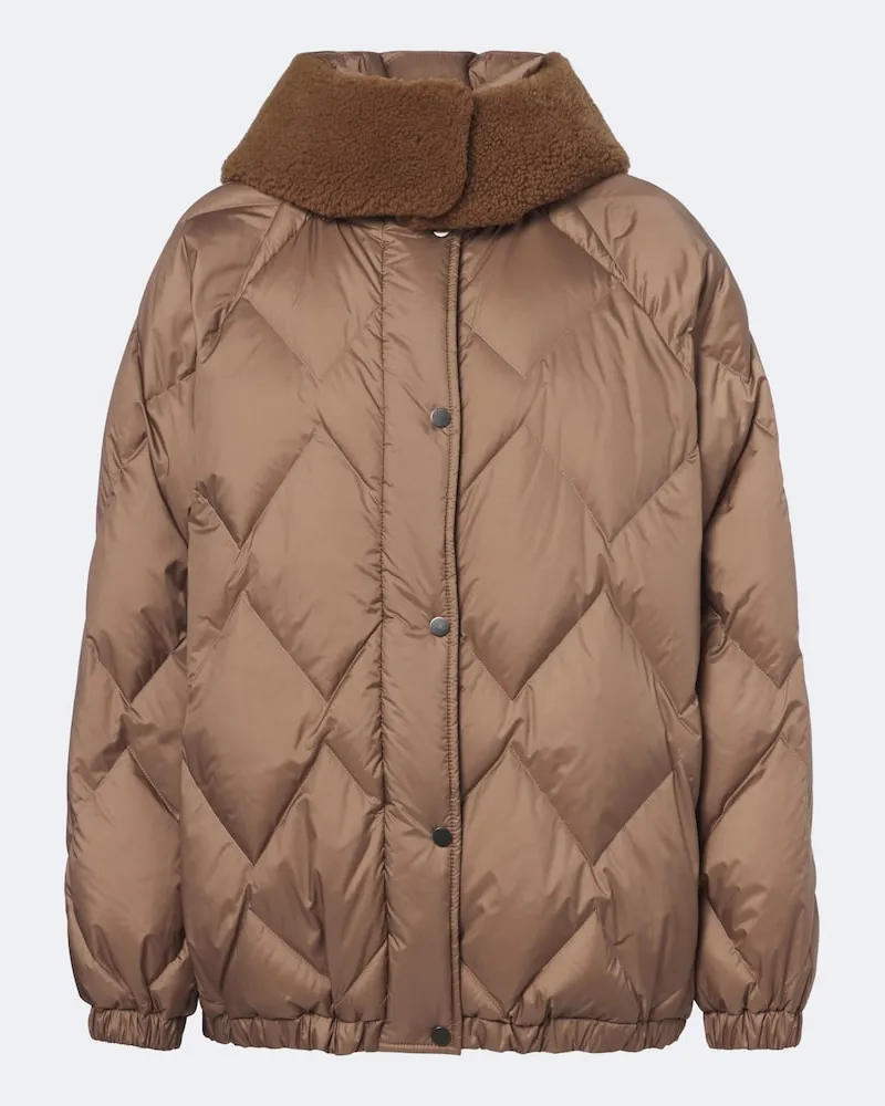 Brunello Cucinelli Daunenjacke mit Shearling Braun