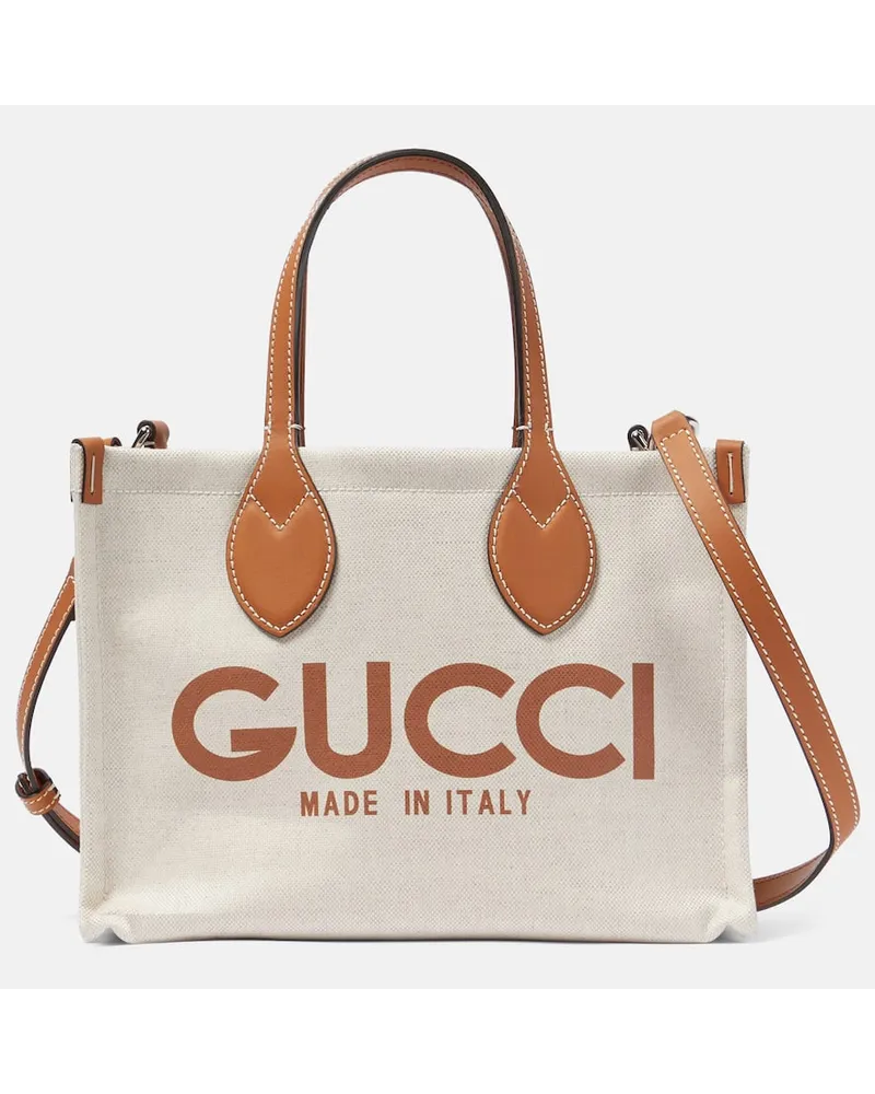 Gucci Tote aus Canvas mit Leder Beige