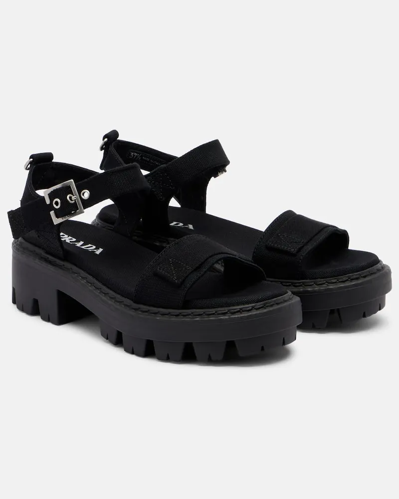 Prada Sandalen aus Canvas Schwarz