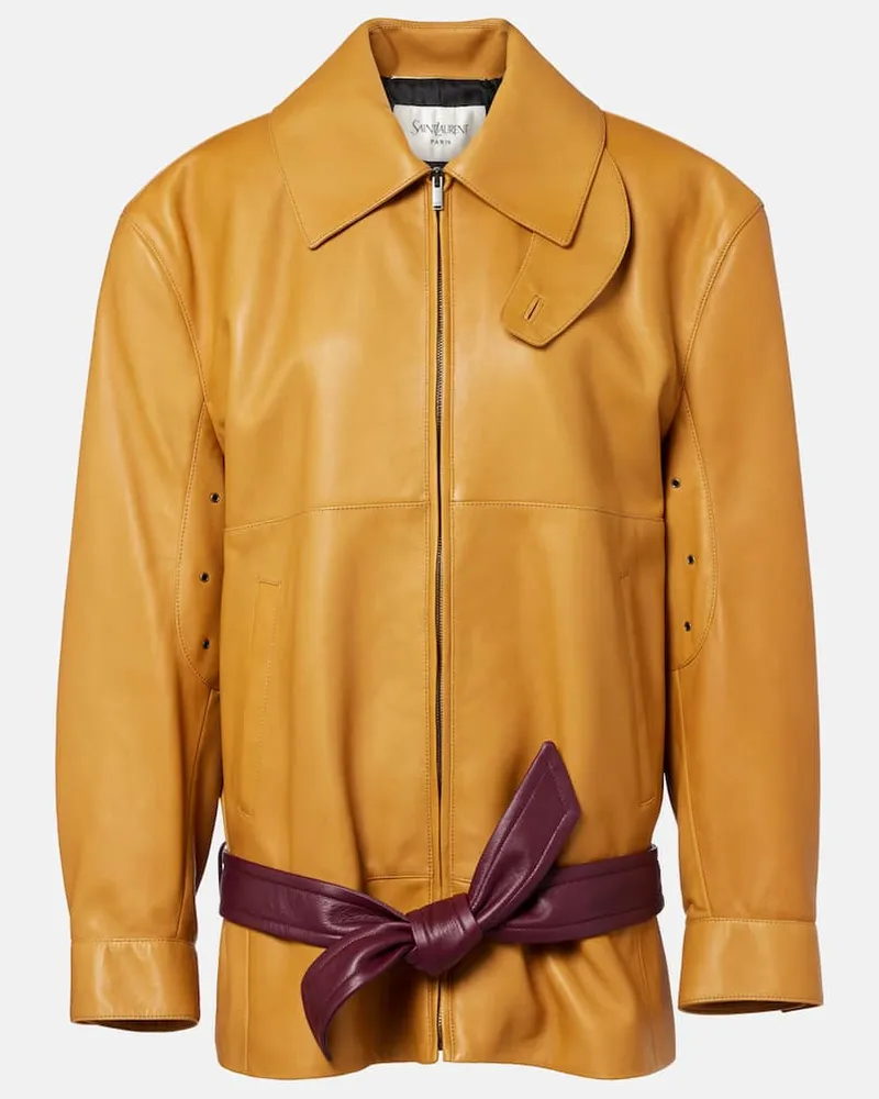 Saint Laurent Lederjacke Gelb