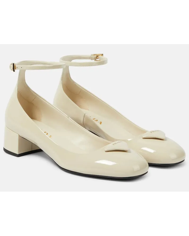 Prada Pumps aus Lackleder Weiss