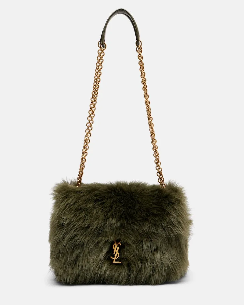 Saint Laurent Schultertasche Jamie 4.3 Mini aus Shearling Grün