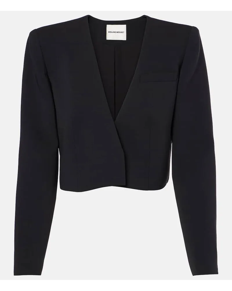 Roland Mouret Cropped-Jacke aus Seide und Wolle Schwarz