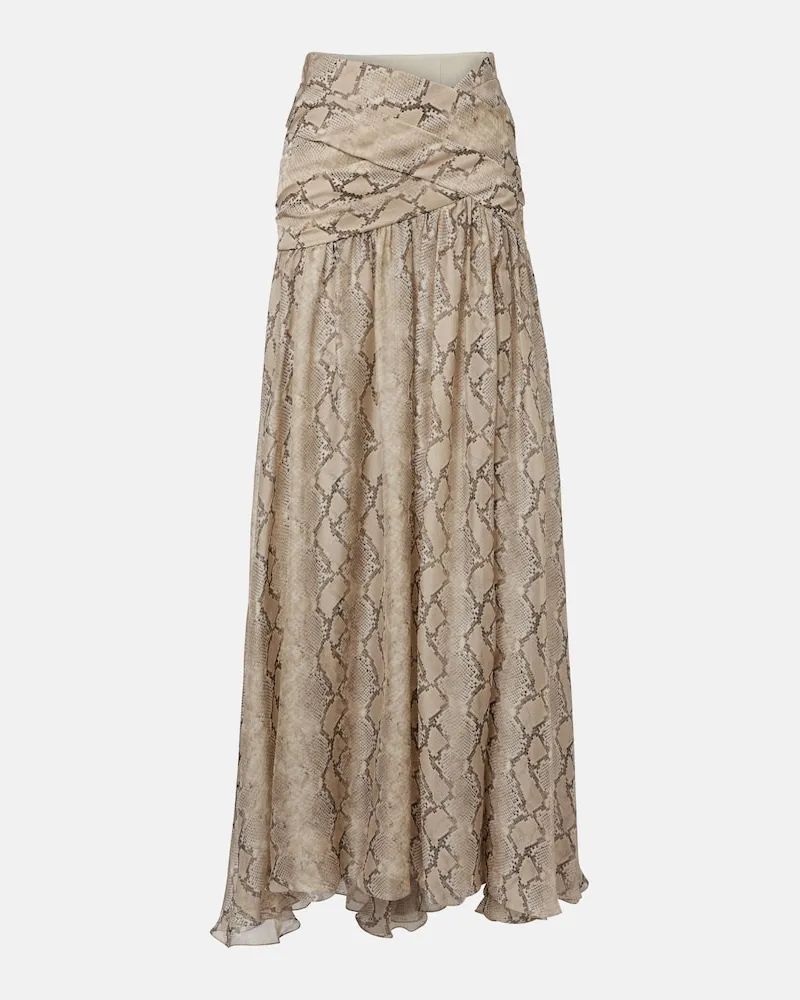 Elie Saab Maxirock aus Seidenchiffon Multicolor