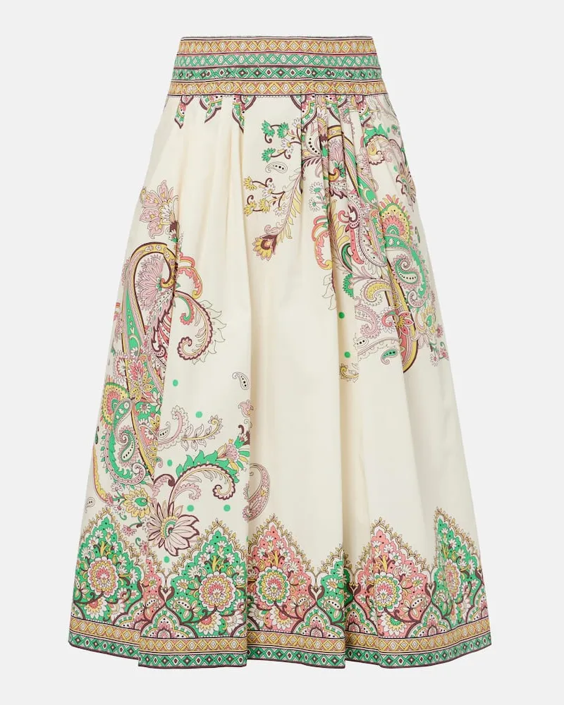 Etro Bedruckter Midirock aus Baumwollpopeline Multicolor