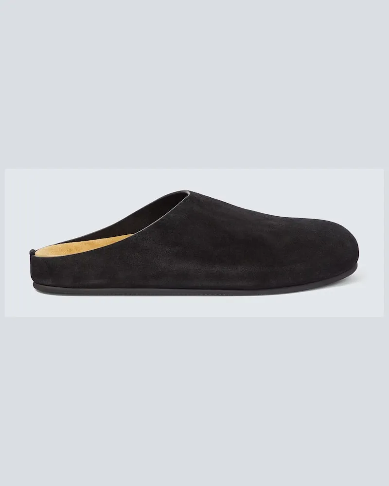 The Row Slippers Hugo aus Veloursleder Schwarz